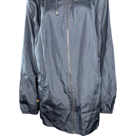 Susan Graver Water Resistant Windbreaker with Dot Lining Classic Navy 1X - Picture 3 of 13